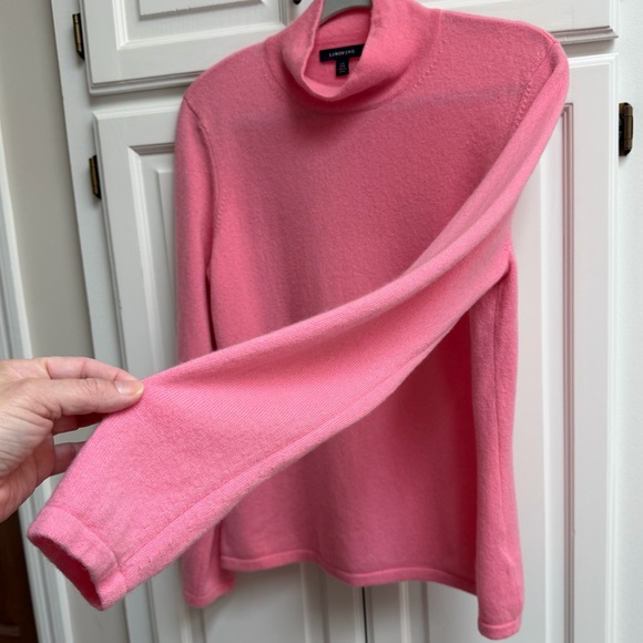 Lands End 100% Cashmere Turtleneck Sweater in Pink Size Large Petite - Picture 3 of 8